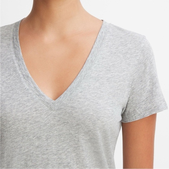 Vince Pima Cotton Essential V-Neck T-Shirt Heather Grey Size L - Picture 2 of 7
